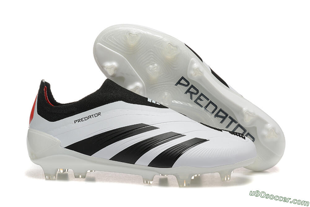 Adidas Predator 24 Elite Laceless FG Firm Ground Soccer Cleats - White/Black/Red 1