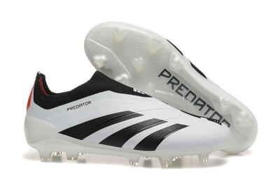 Adidas Predator 24 Elite Laceless FG Firm Ground Soccer Cleats - White/Black/Red