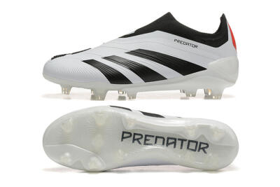 Adidas Predator 24 Elite Laceless FG Firm Ground Soccer Cleats - White/Black/Red