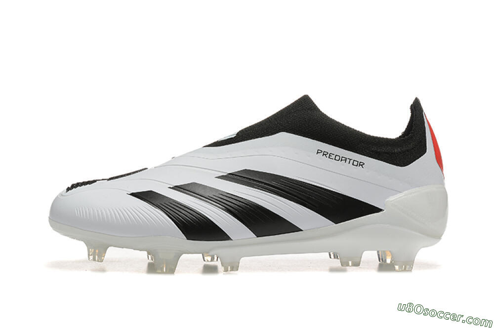 Adidas Predator 24 Elite Laceless FG Firm Ground Soccer Cleats - White/Black/Red 2