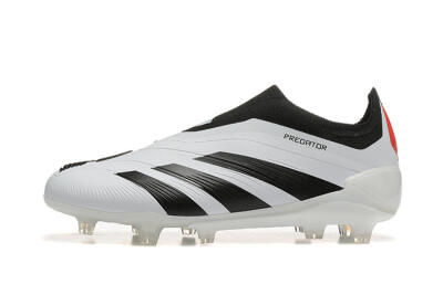 Adidas Predator 24 Elite Laceless FG Firm Ground Soccer Cleats - White/Black/Red
