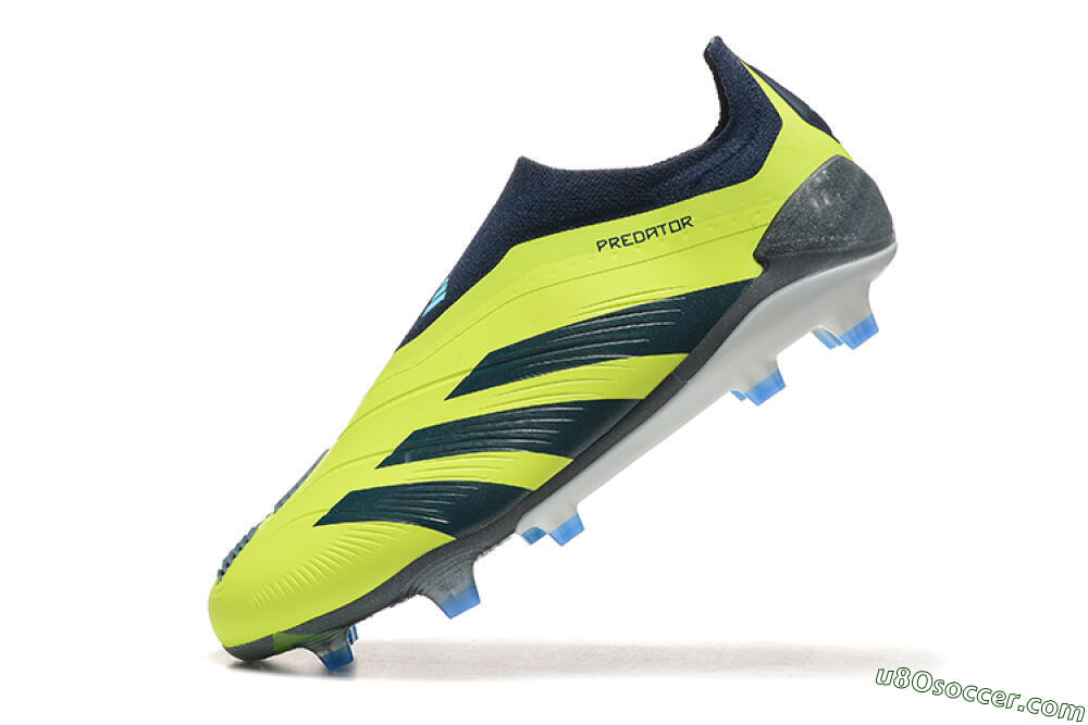 Adidas Predator 24 Elite Laceless FG Firm Ground Soccer Cleats - Yellow/Black/Blue 5