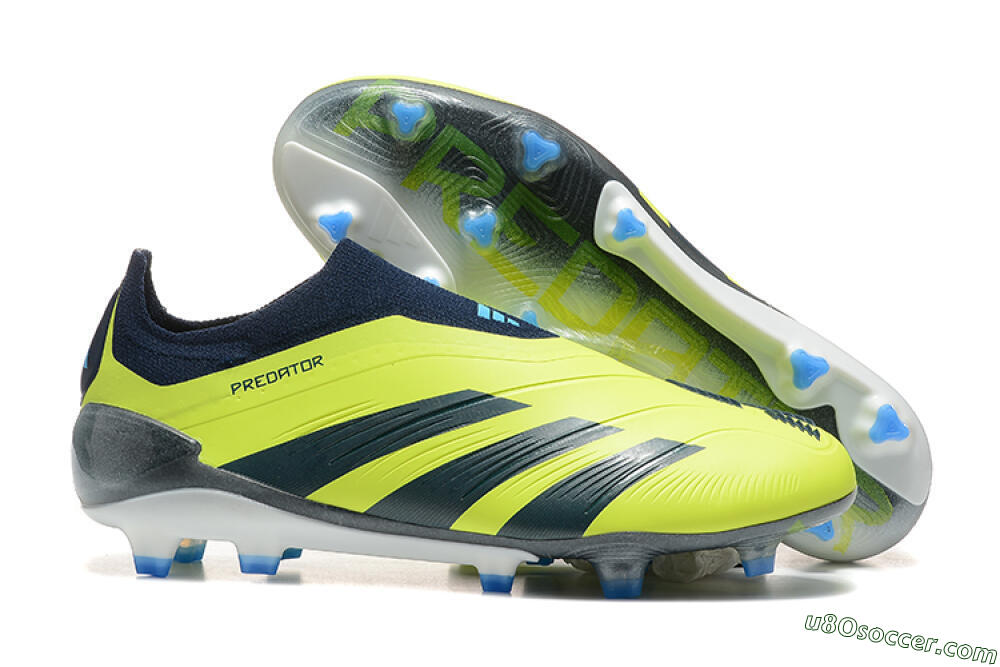 Adidas Predator 24 Elite Laceless FG Firm Ground Soccer Cleats - Yellow/Black/Blue 1