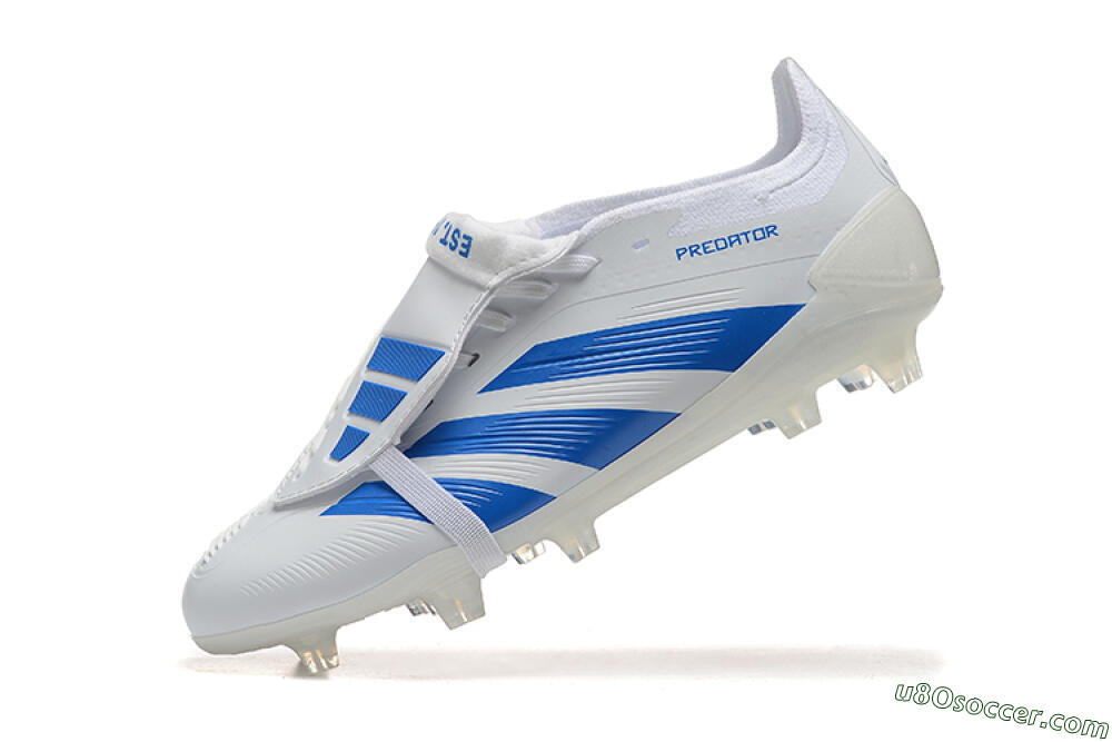 Adidas Predator Elite Foldover Tongue FG Firm Ground Soccer Cleats - White/Blue 5