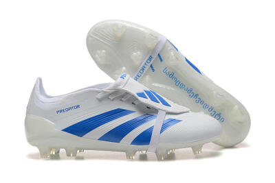 Adidas Predator Elite Foldover Tongue FG Firm Ground Soccer Cleats - White/Blue