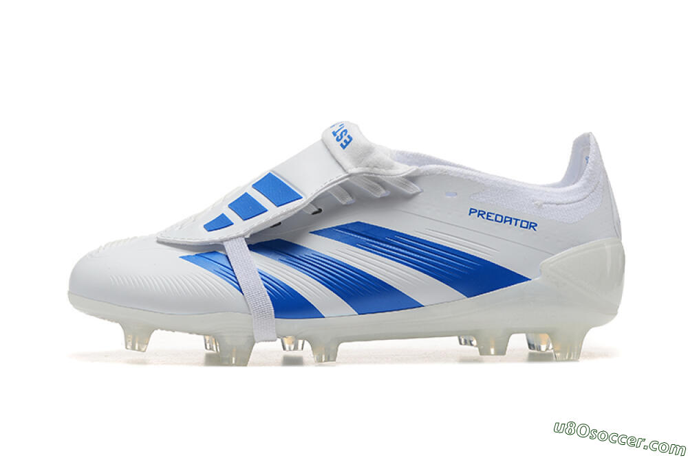 Adidas Predator Elite Foldover Tongue FG Firm Ground Soccer Cleats - White/Blue 2