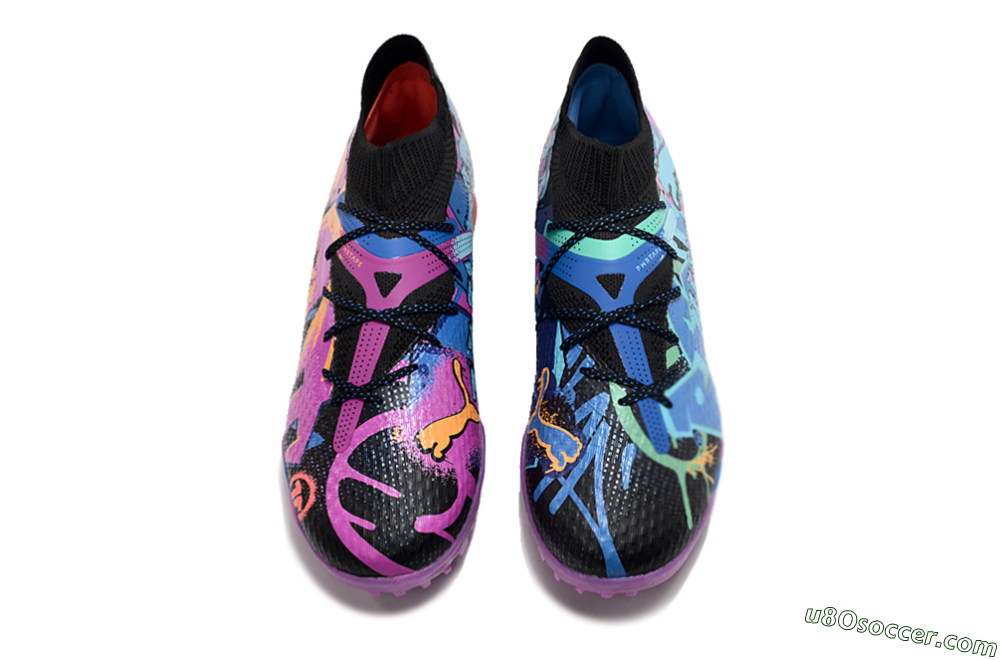 Puma Future Ultimate TF Artificial Turf Soccer Shoes - Black/Pink/Blue 4