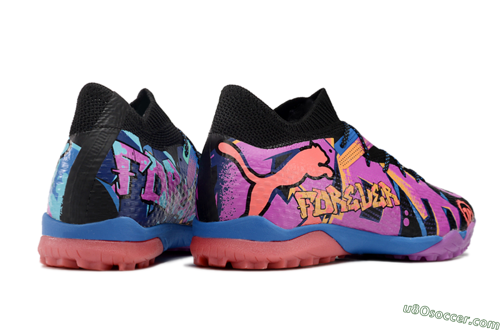 Puma Future Ultimate TF Artificial Turf Soccer Shoes - Black/Pink/Blue 7