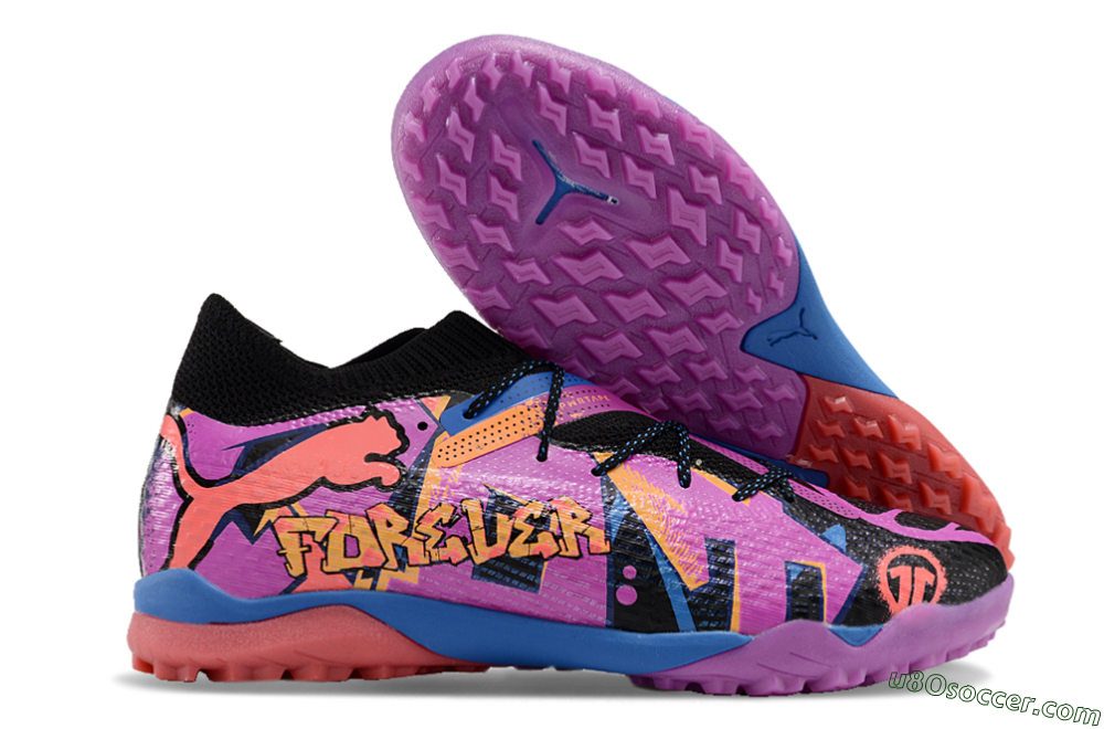 Puma Future Ultimate TF Artificial Turf Soccer Shoes - Black/Pink/Blue 1