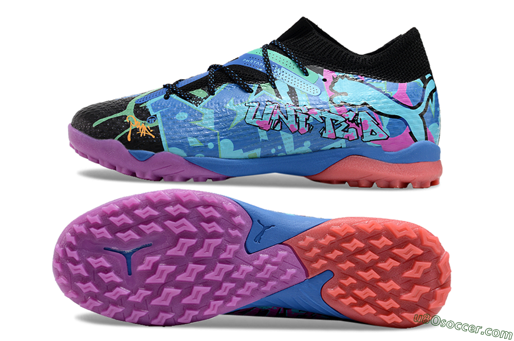 Puma Future Ultimate TF Artificial Turf Soccer Shoes - Black/Pink/Blue 0