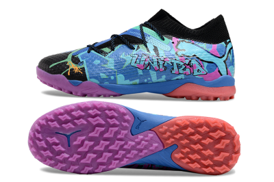 Puma Future Ultimate TF Artificial Turf Soccer Shoes - Black/Pink/Blue