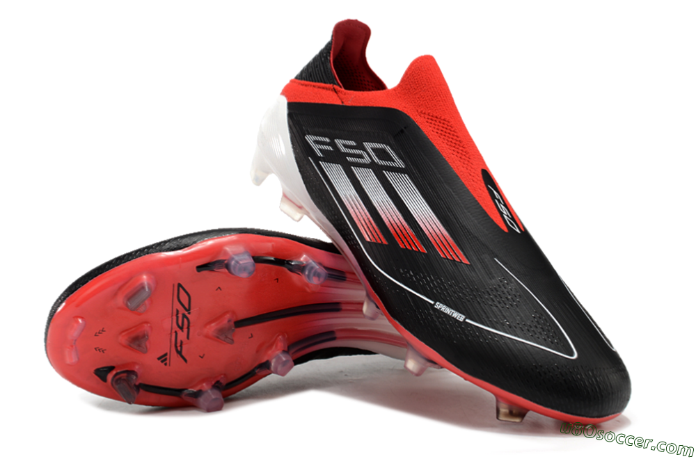 Adidas F50 Elite Laceless FG Firm Ground Soccer Cleats - Black/Red/White 3