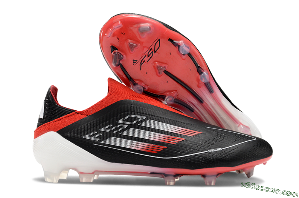 Adidas F50 Elite Laceless FG Firm Ground Soccer Cleats - Black/Red/White 1