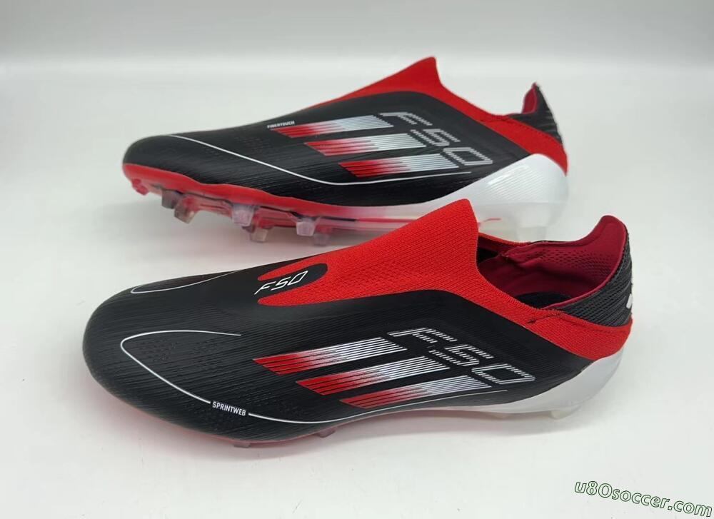 Adidas F50 Elite Laceless FG Firm Ground Soccer Cleats - Black/Red/White