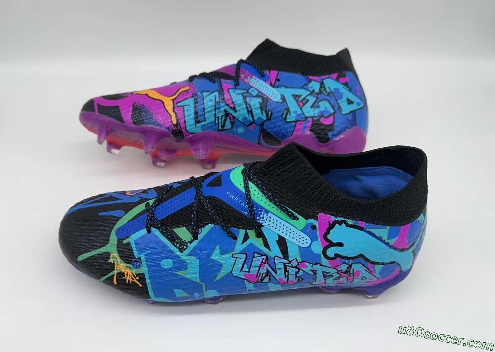 Puma Future Ultimate TF Artificial Turf Soccer Shoes - Black/Pink/Blue