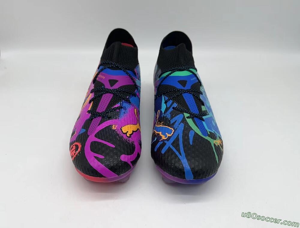 Puma Future Ultimate TF Artificial Turf Soccer Shoes - Black/Pink/Blue