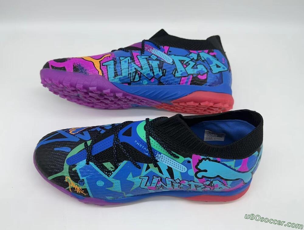 Puma Future Ultimate TF Artificial Turf Soccer Shoes - Black/Pink/Blue