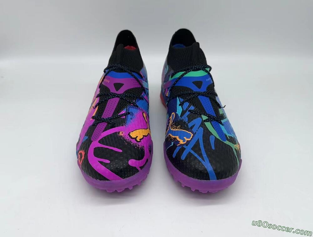 Puma Future Ultimate TF Artificial Turf Soccer Shoes - Black/Pink/Blue