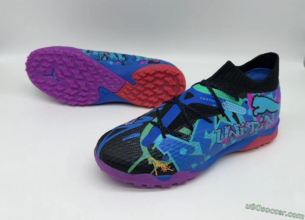 Puma Future Ultimate TF Artificial Turf Soccer Shoes - Black/Pink/Blue