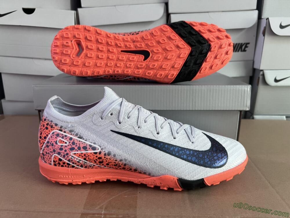 Nike Air Zoom Mercurial Vapor 15 Elite TF Artificial Turf Soccer Shoes - Grey/Orange/Black