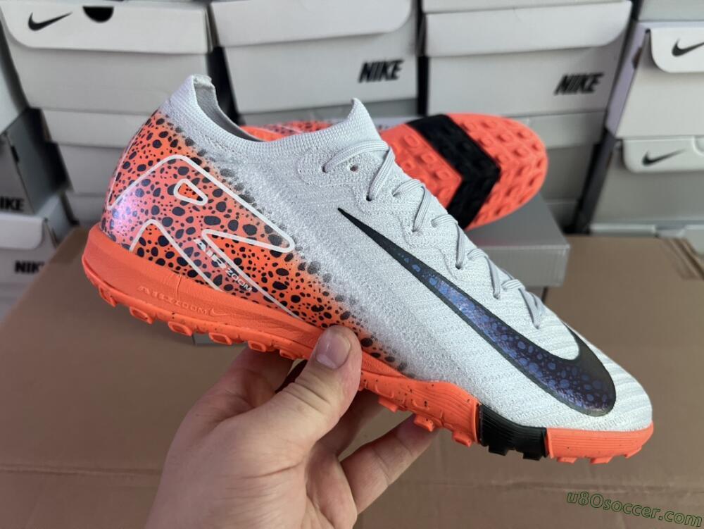 Nike Air Zoom Mercurial Vapor 15 Elite TF Artificial Turf Soccer Shoes - Grey/Orange/Black
