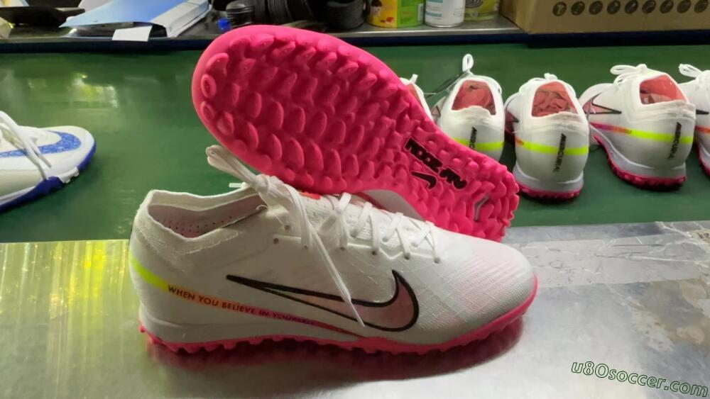 Nike Air Zoom Mercurial Vapor 15 Elite TF Artificial Turf Soccer Shoes - White/Pink/Black/Yellow