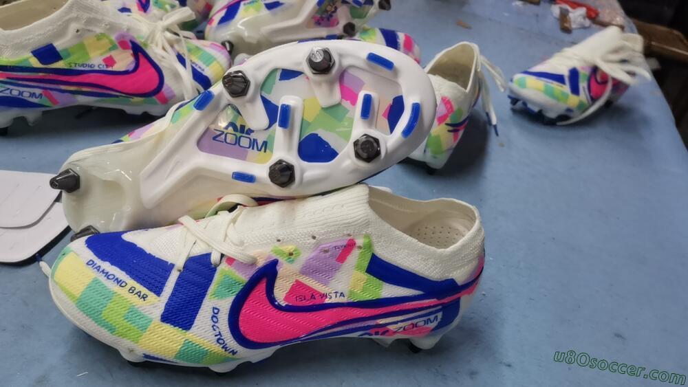 Nike Air Zoom Mercurial Vapor 15 Elite SG Soft Ground Soccer Cleats - Beige/Blue/Yellow/Pink