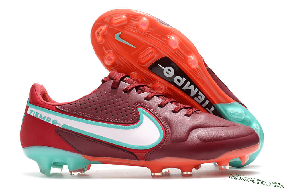 Nike Tiempo Legend 9 Elite FG Firm Ground Soccer Cleats - Red/Jade/White 1