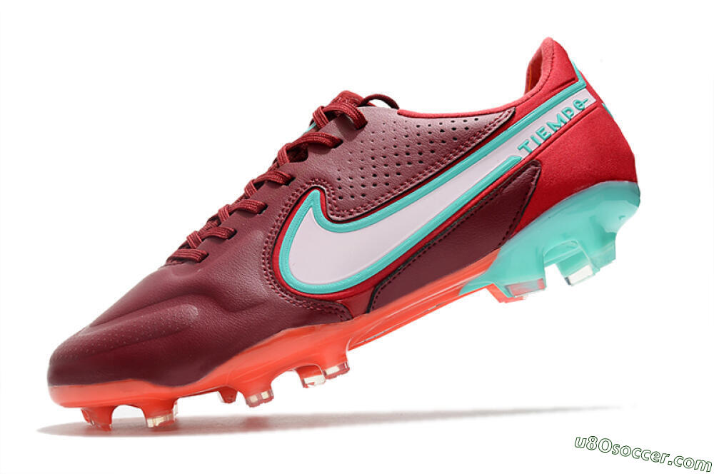 Nike Tiempo Legend 9 Elite FG Firm Ground Soccer Cleats - Red/Jade/White 5