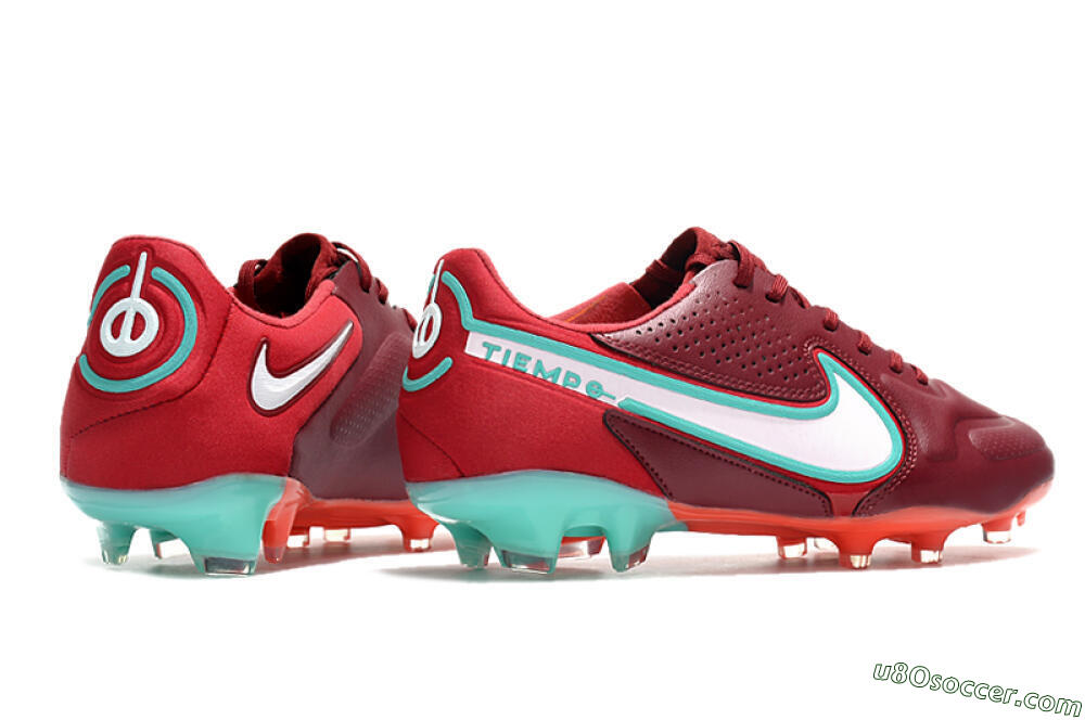 Nike Tiempo Legend 9 Elite FG Firm Ground Soccer Cleats - Red/Jade/White 6