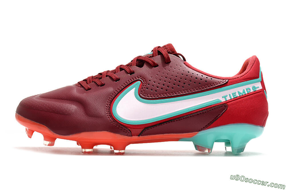 Nike Tiempo Legend 9 Elite FG Firm Ground Soccer Cleats - Red/Jade/White 2