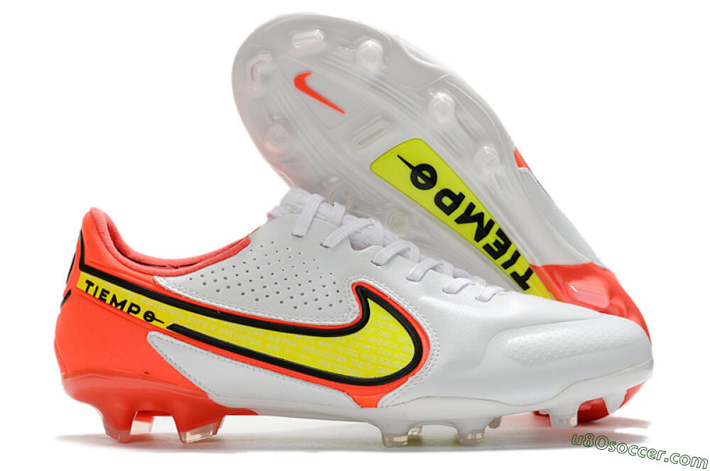 Nike Tiempo Legend 9 Elite FG Firm Ground Soccer Cleats - White/Yellow/Red 1