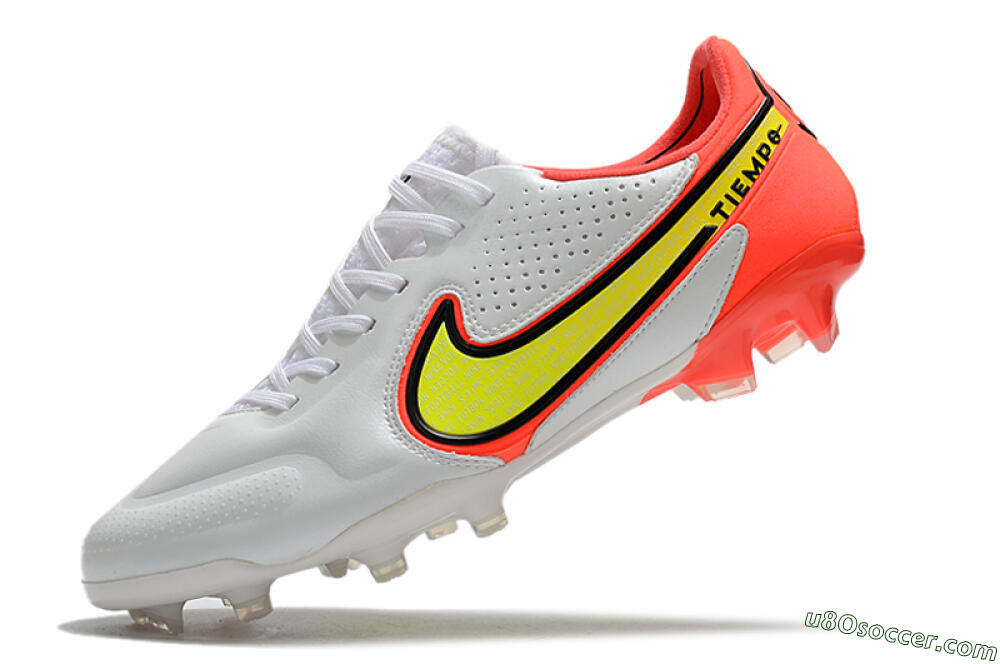 Nike Tiempo Legend 9 Elite FG Firm Ground Soccer Cleats - White/Yellow/Red 5