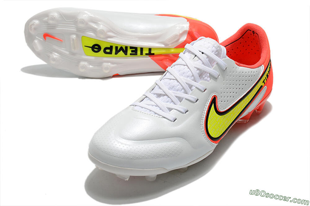 Nike Tiempo Legend 9 Elite FG Firm Ground Soccer Cleats - White/Yellow/Red 3