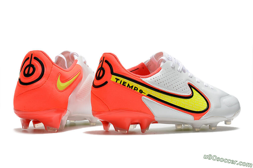 Nike Tiempo Legend 9 Elite FG Firm Ground Soccer Cleats - White/Yellow/Red 6