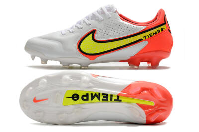 Nike Tiempo Legend 9 Elite FG Firm Ground Soccer Cleats - White/Yellow/Red