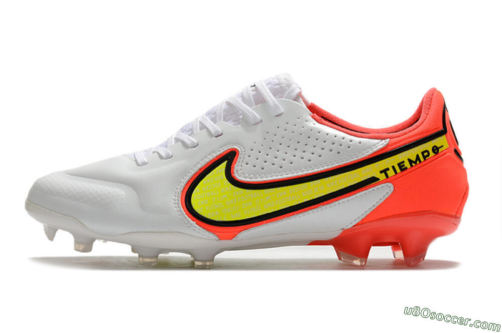 Nike Tiempo Legend 9 Elite FG Firm Ground Soccer Cleats - White/Yellow/Red 2