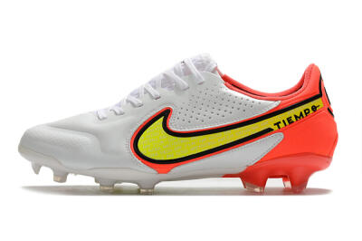 Nike Tiempo Legend 9 Elite FG Firm Ground Soccer Cleats - White/Yellow/Red