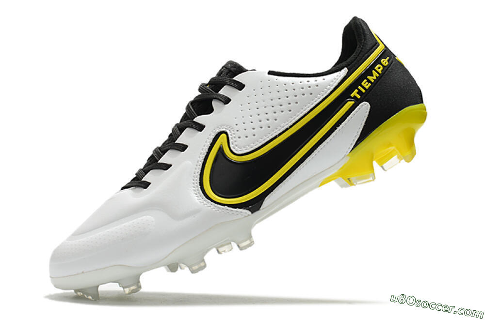 Nike Tiempo Legend 9 Elite FG Firm Ground Soccer Cleats - White/Yellow/Black 5