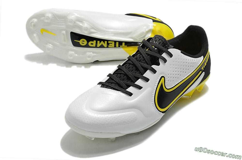 Nike Tiempo Legend 9 Elite FG Firm Ground Soccer Cleats - White/Yellow/Black 3