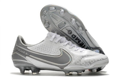 Nike Tiempo Legend 9 Elite FG Firm Ground Soccer Cleats - White/Grey/Silver