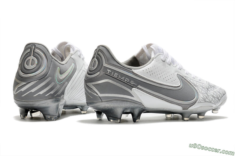 Nike Tiempo Legend 9 Elite FG Firm Ground Soccer Cleats - White/Grey/Silver 6