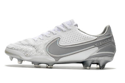 Nike Tiempo Legend 9 Elite FG Firm Ground Soccer Cleats - White/Grey/Silver