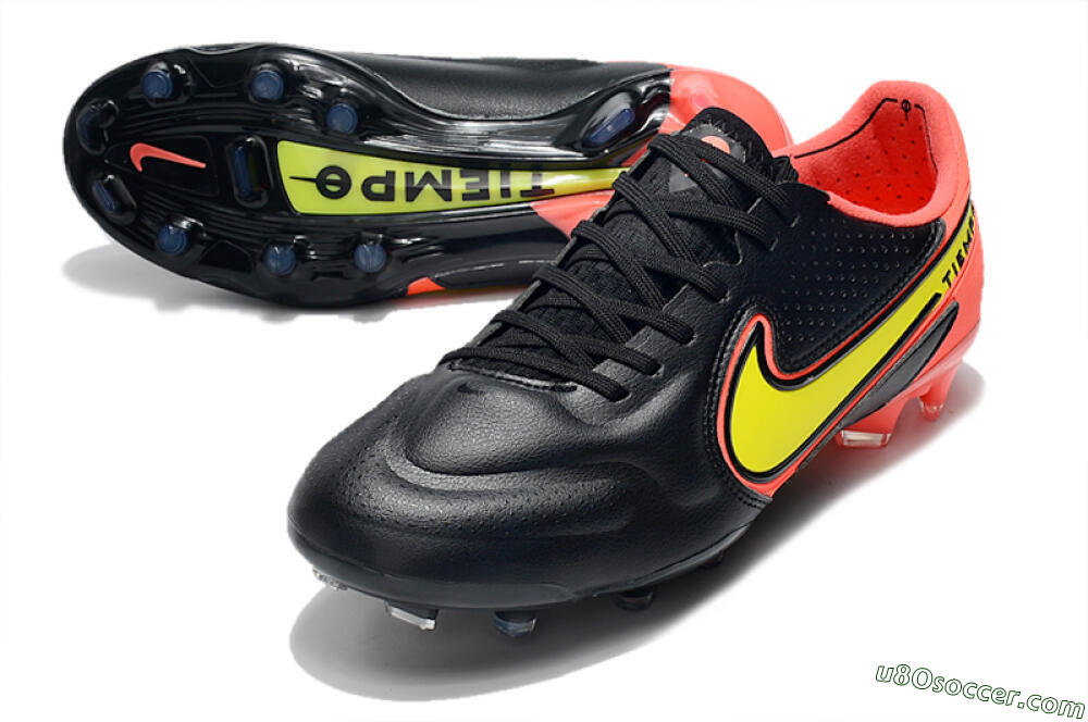 Nike Tiempo Legend 9 Elite FG Firm Ground Soccer Cleats - Black/Yellow/Red 3