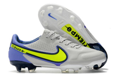 Nike Tiempo Legend 9 Elite FG Firm Ground Soccer Cleats - White/Yellow/Blue