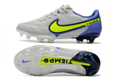 Nike Tiempo Legend 9 Elite FG Firm Ground Soccer Cleats - White/Yellow/Blue