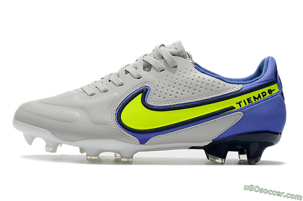 Nike Tiempo Legend 9 Elite FG Firm Ground Soccer Cleats - White/Yellow/Blue 2