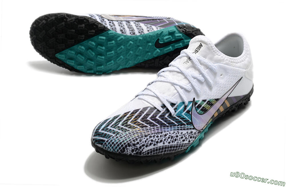 Nike Mercurial Vapor 13 Pro TF Artificial Turf Soccer Shoes - White/Black/Jade 3