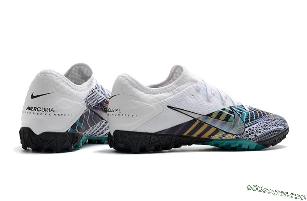Nike Mercurial Vapor 13 Pro TF Artificial Turf Soccer Shoes - White/Black/Jade 6