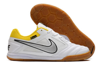 Supreme x Nike SB Gato IC Indoor & Futsal Soccer Shoes - White/Silver/Yellow